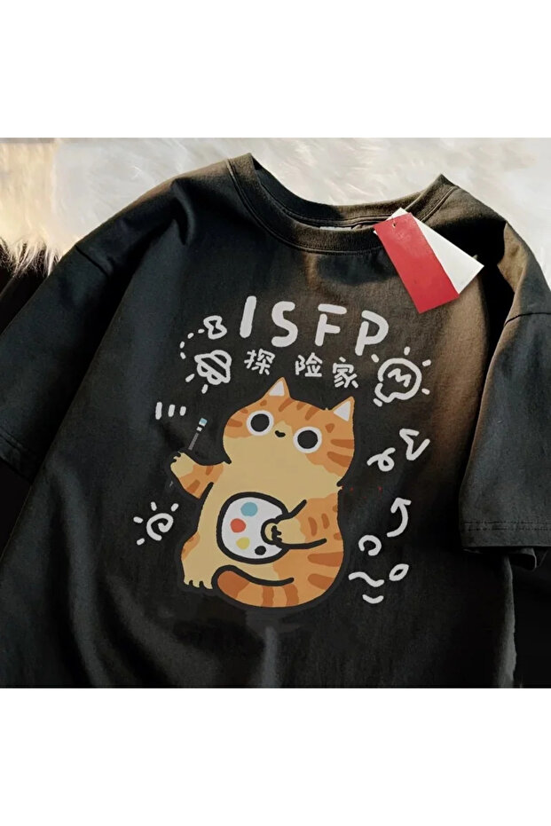 Black Mbti Summer and Spring Ler Fun Cat Breathable Soft Cool