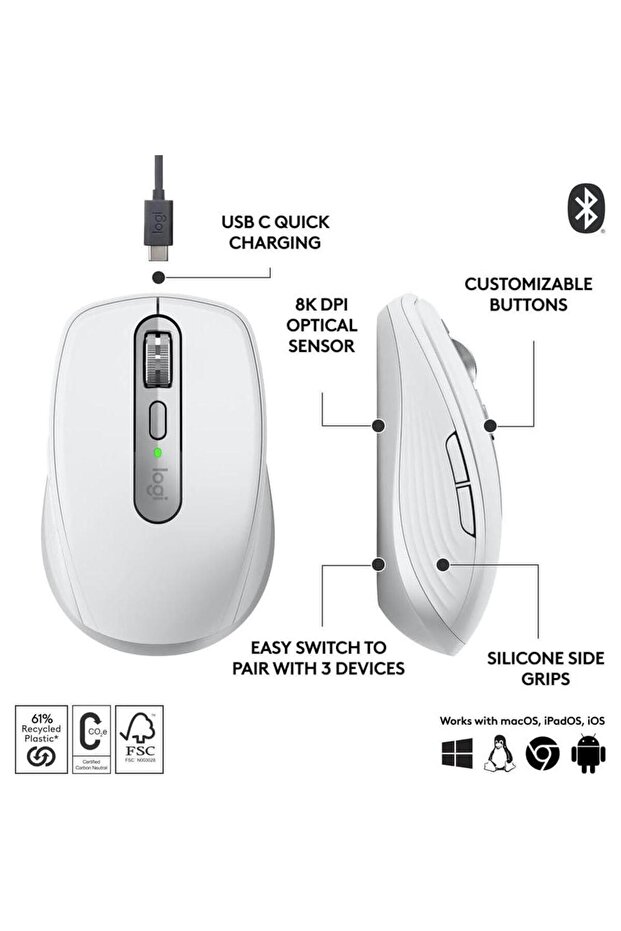 MX Anywhere 3S Compact Wireless Mouse Grey - 2