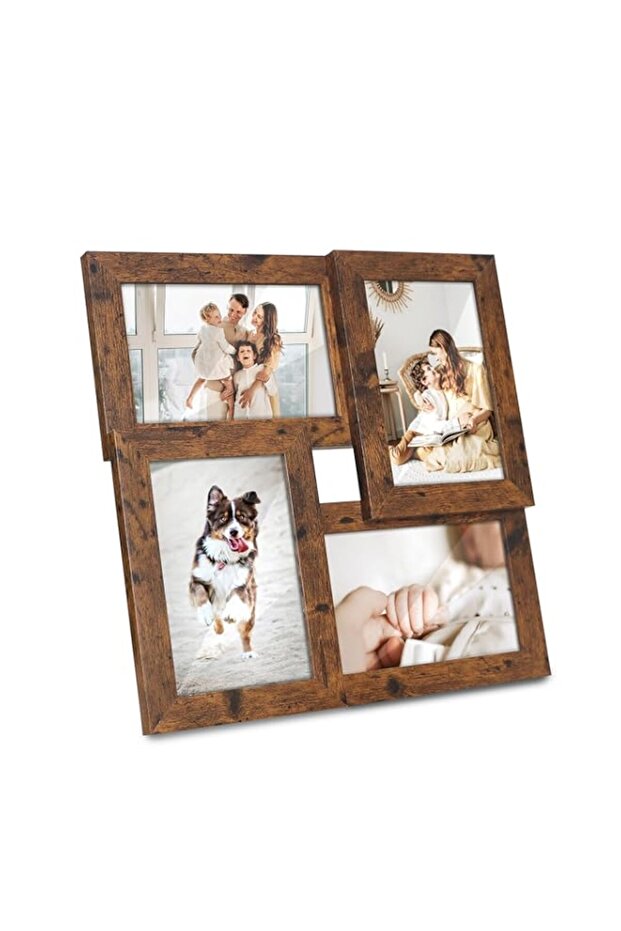 Picture Frame 4x6 Collage Frame for 4 Photo Display for wall and tabletop,Brown
