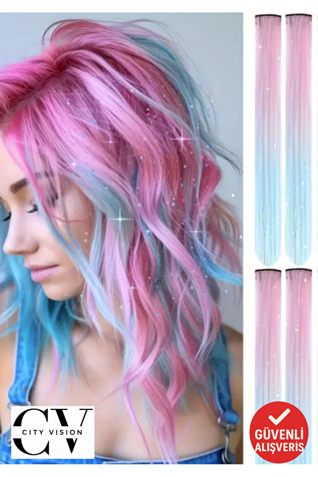 Snap Snap Hairpiece Pink to Blue 50 cm