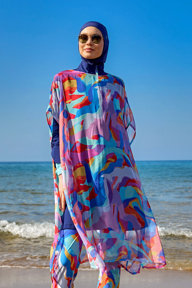 Colorful Patterned Pareo Kimono – Lightweight, Stylish and Full Length Pareo P2505