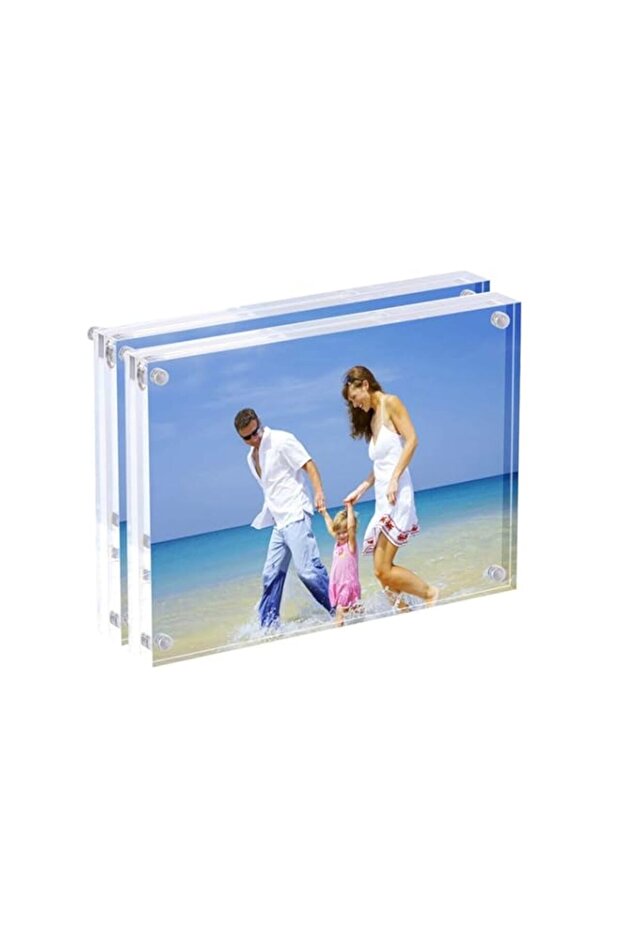 Acrylic Photo Frames 2 Pack, 4x6'' Double-Sided Magnetic Picture Frame, Desktop Frameless Postcard Display (6 inch)