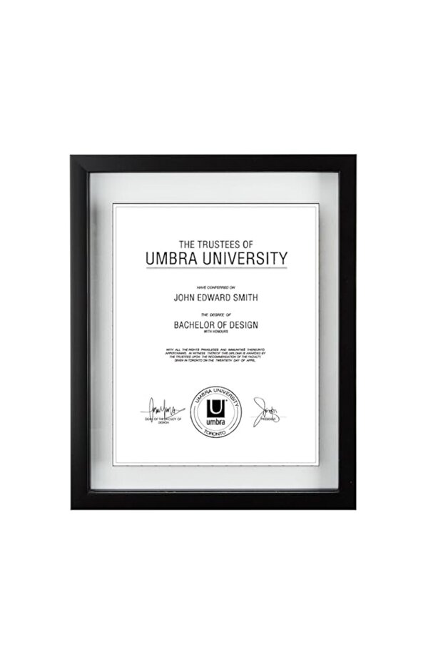 Umbra Document Frame 11x14 inch – Modern Picture Frame Designed to Display a Floating 8.5x11 Document, Diploma, Certificate, Photo or Artwork (Black)