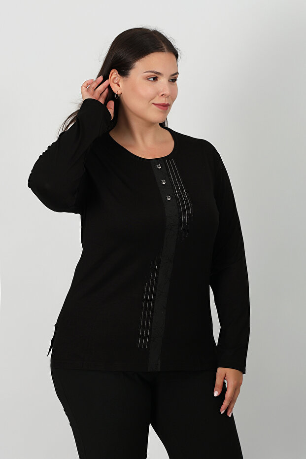 بلوزة من القطن الممشط بطبعة حجرية - 3