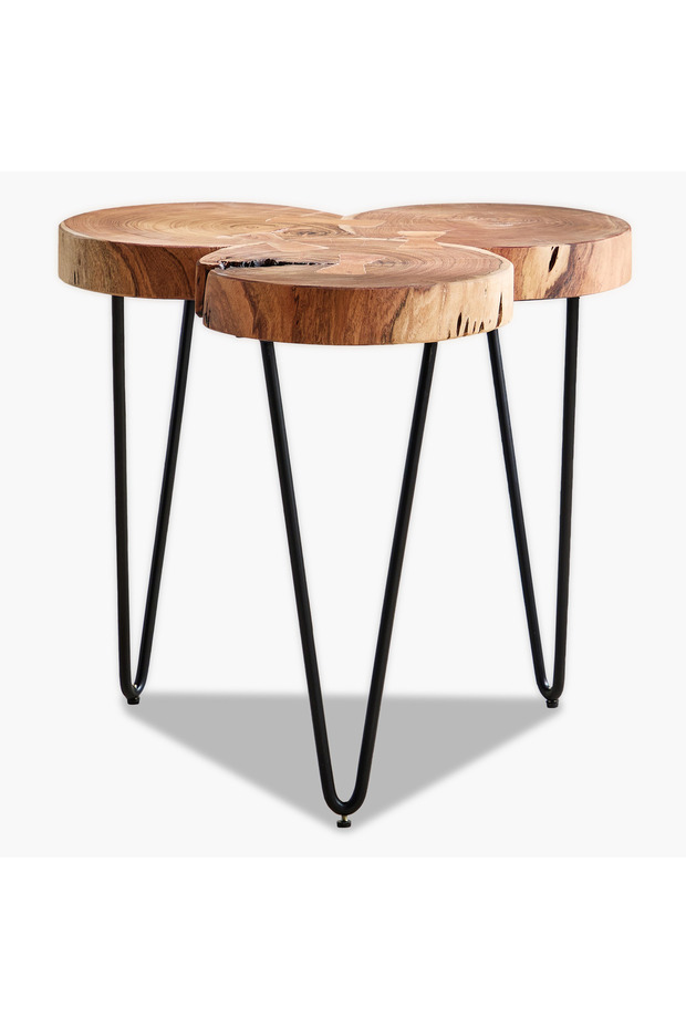 طاولة قهوة من خشب فيندرا لوج الصلب ذي الحواف الطبيعية - 6