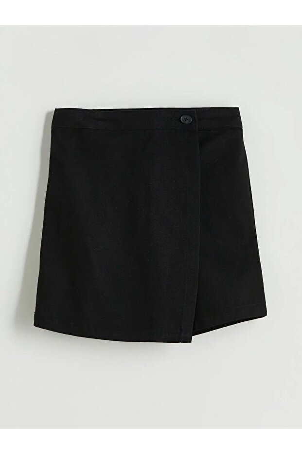 LCW Kids Siyah Basic Gabardin Kız Çocuk Şort Etek - 4