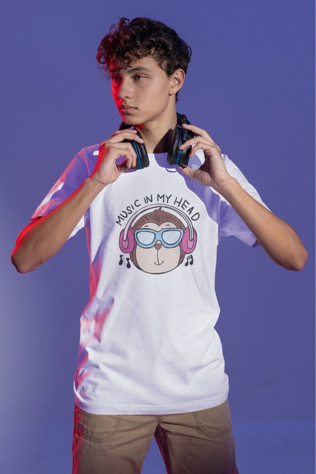 Men/Women Music in My Head Transfer Printed Round Neck Short Sleeve T-Shirt
