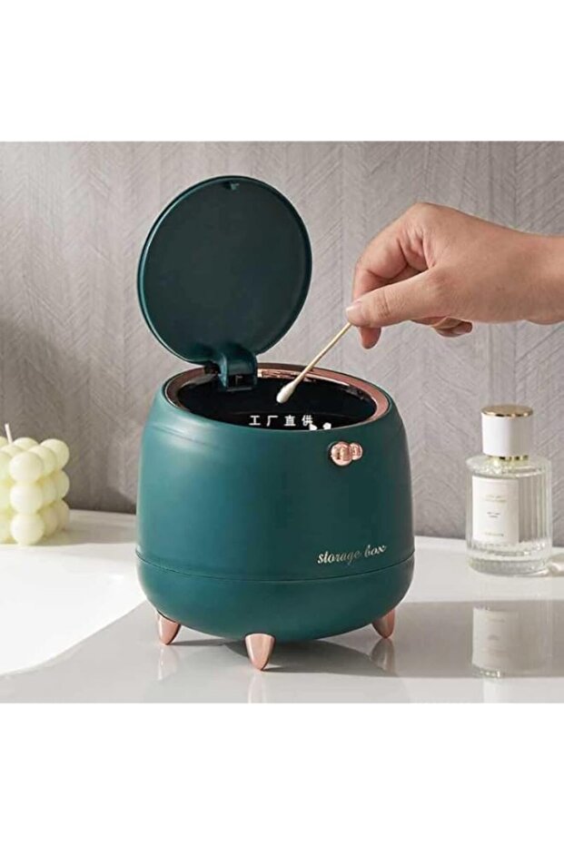 Tiny Small Desktop Trash Bin, Pop Up Countertop Wastebasket, Modern Plastic Mini Trash Can with Lid - 1