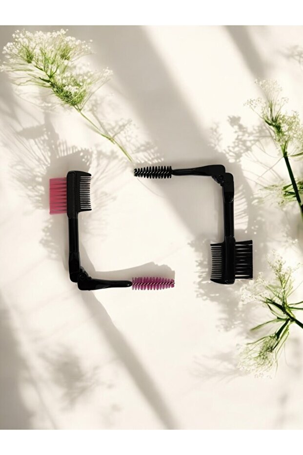 3'lü Tarak Çift Taraflı Katlanabilir Cep Boy Kaş Fırçası, Kaş Tarağı, Kirpik Tarama Fırçası 2'li Set - 1