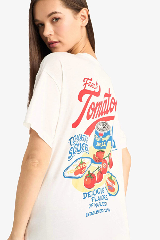 100% Cotton Oversized Printed T-Shirt F4743Ax25Sm