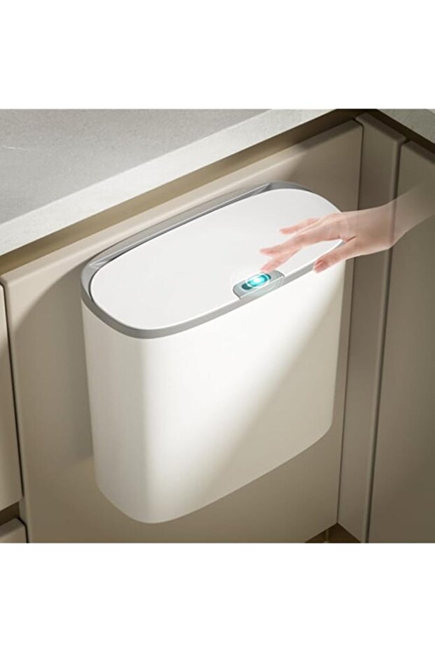 HASTHIP® Smart Dustbin for Home - 12L Hanging Waterproof Touchless Sensor Dustbin with Lid, Waste Bin Trash Can for Kitchen Cabinet, Bathroom, Battery Operated (White)