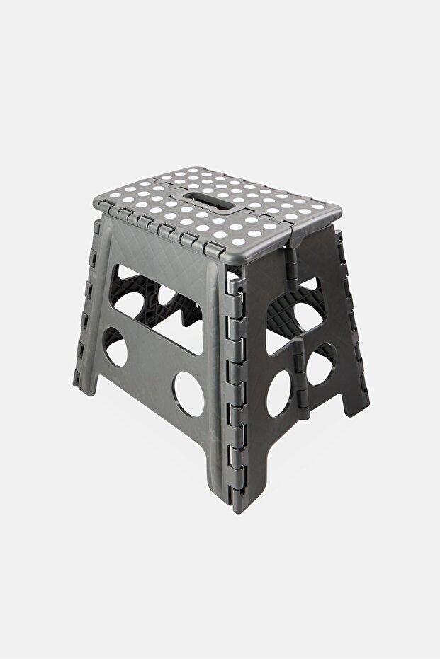 كرسي متدرج بلاستيكي قابل للطي، رمادي غامق - 1