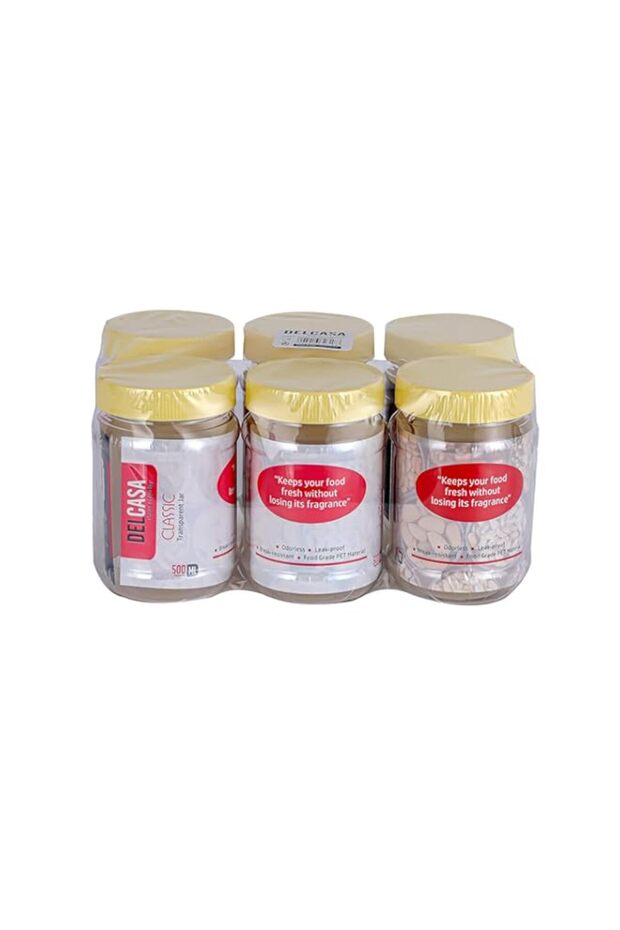 Delcasa DC3315 Round Pet Jar Set, 1000 ml Capacity, Transparent