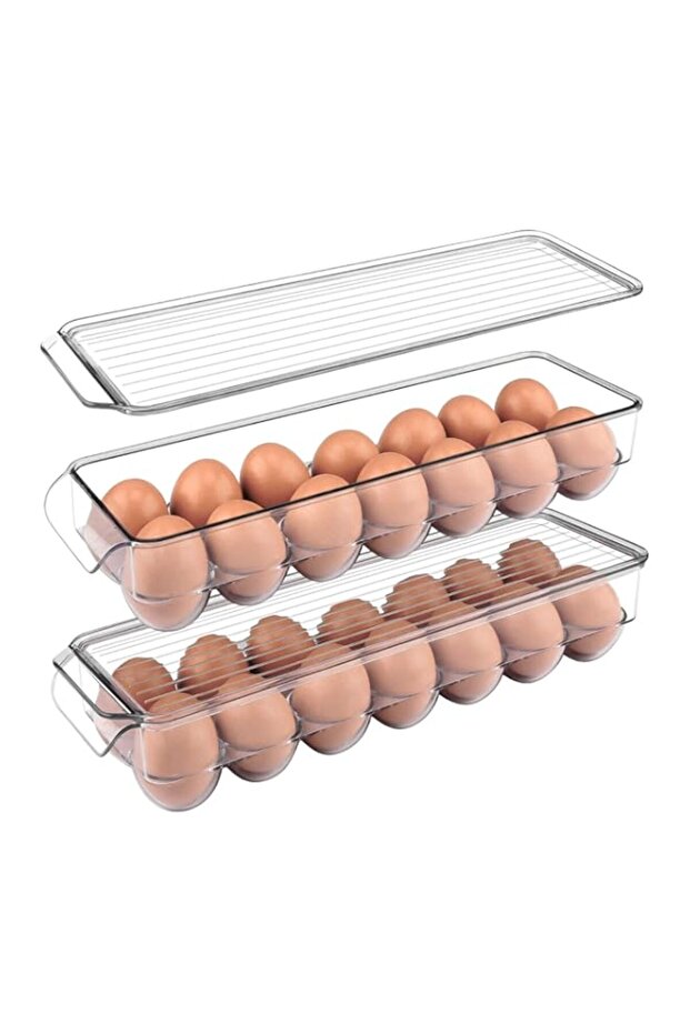 GLSOGL BPA-free Clear Plastic Egg Holder, 14-Eggs, Pack of 2
