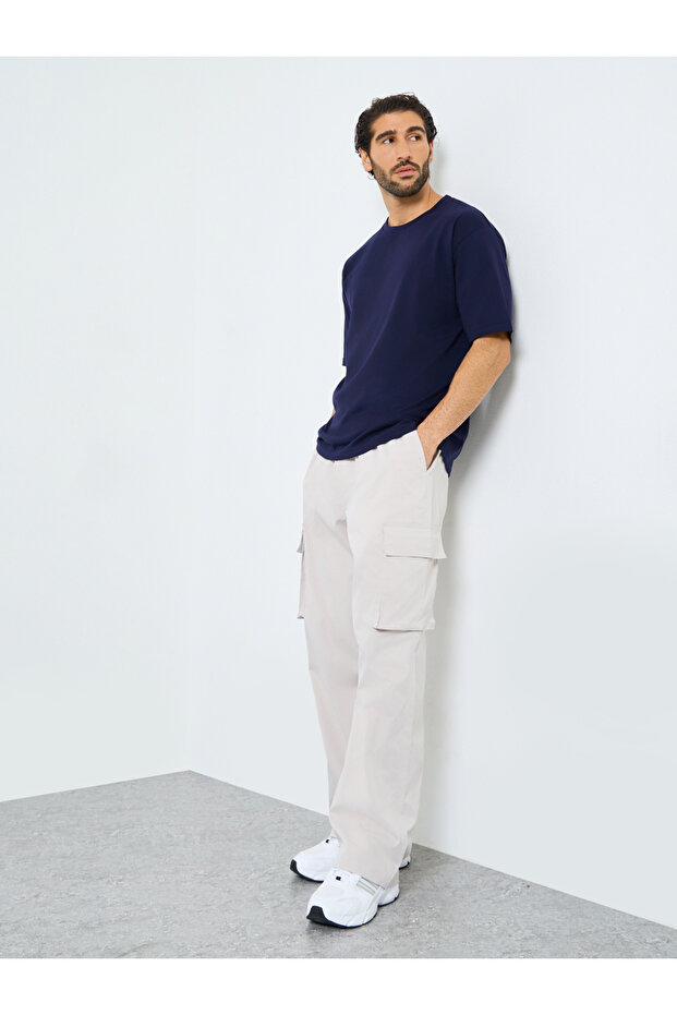 Woven Oversized Fit Open Hem Cargo Joggers