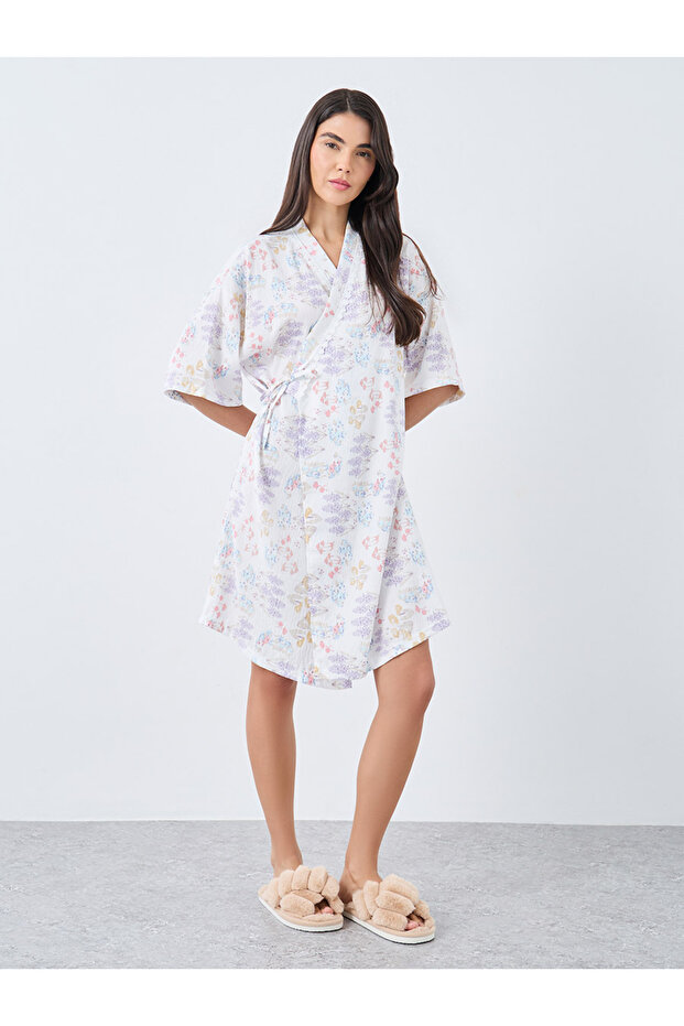 All Over Floral Print Side Tie Robe