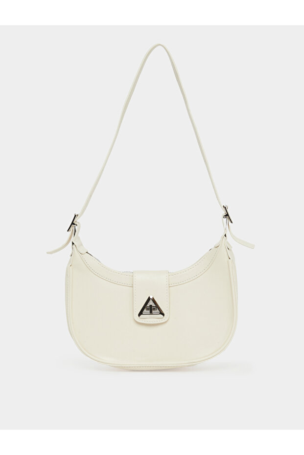 Triangle Metal Shoulder Bag with Zip Closure