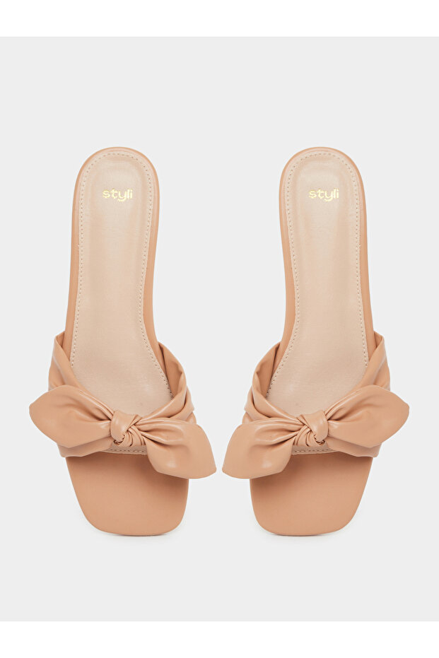 صندل مسطح مزين بفيونكة - 5