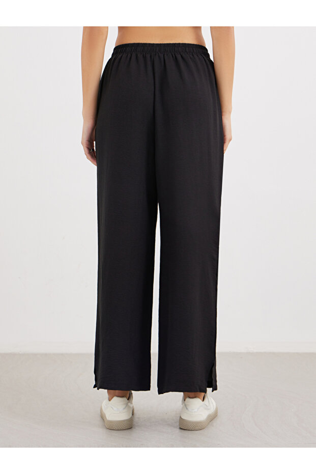 Solid Drawstring Waist Wide Leg Pants - 4