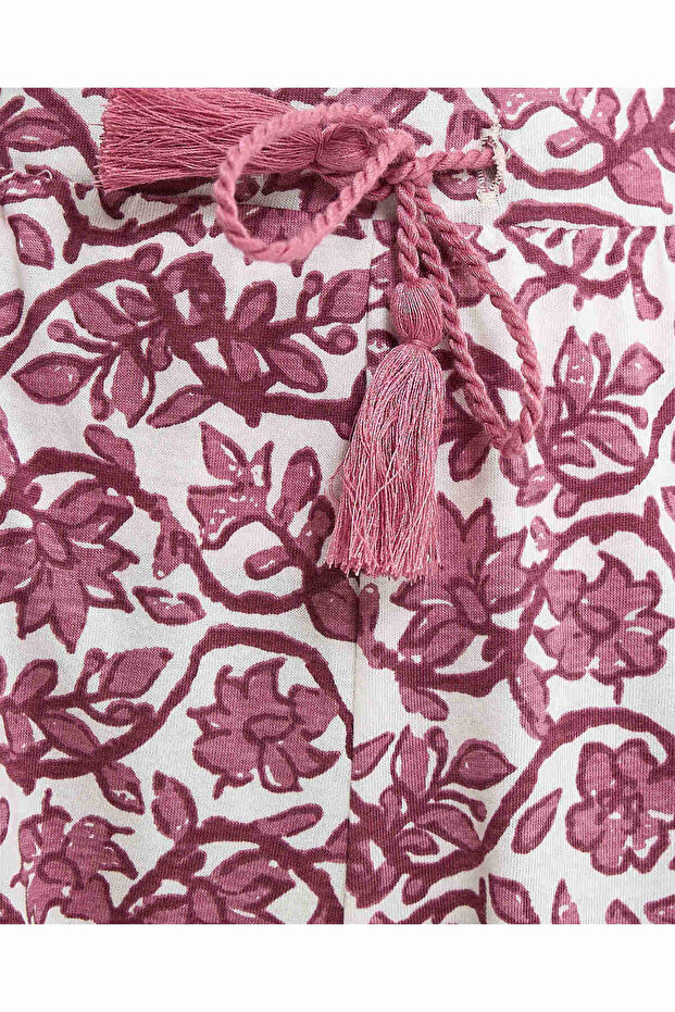 بنطلون صالة منقوش مع خصر برباط - 5