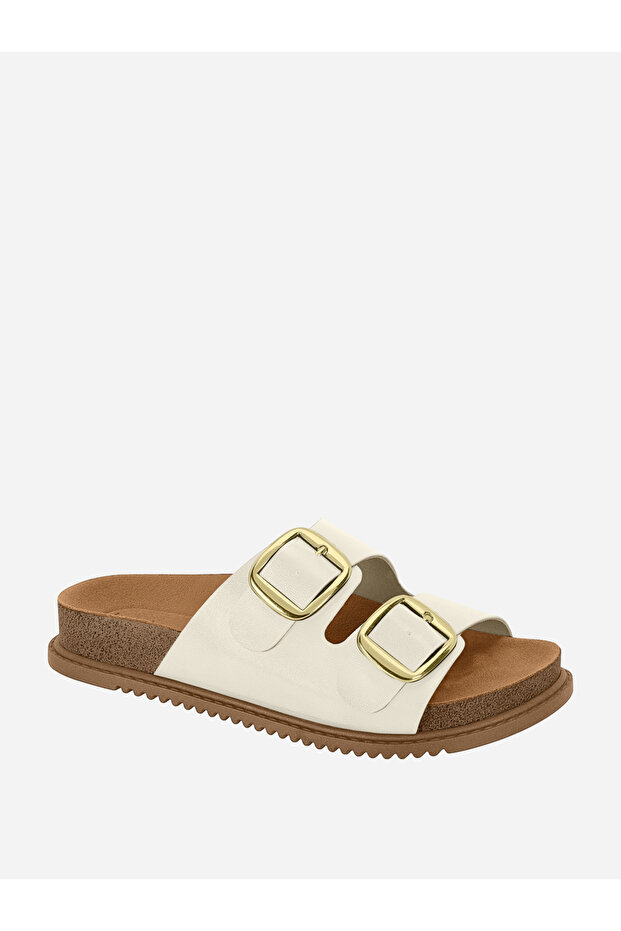 صندل مسطح سهل الارتداء بإبزيم مزدوج