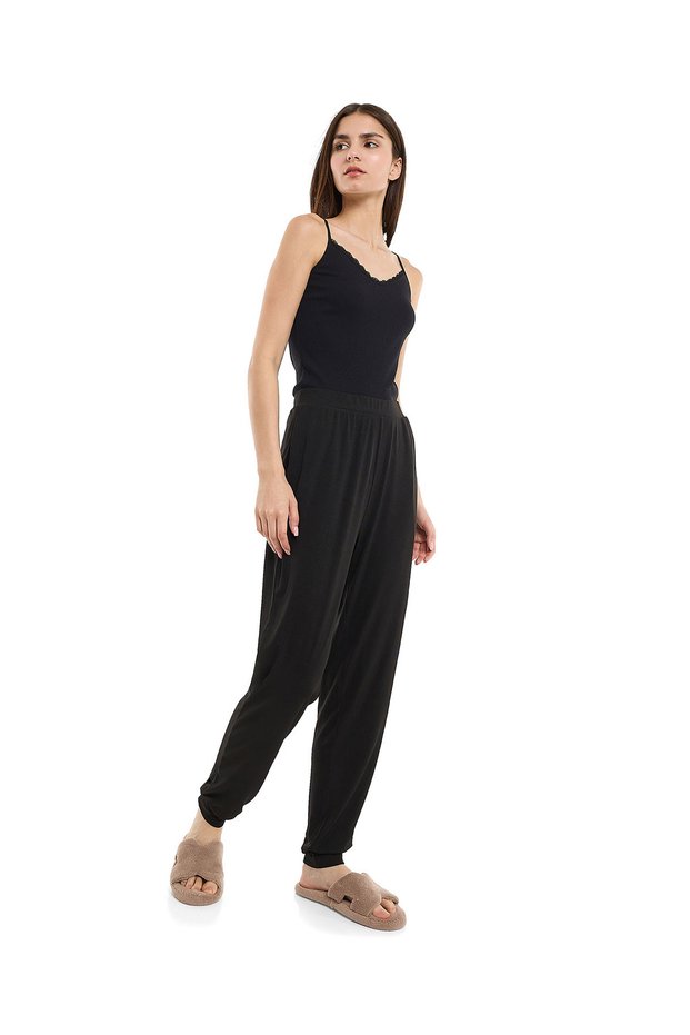 Ribbed Lounge Pants with Elastic Waist
