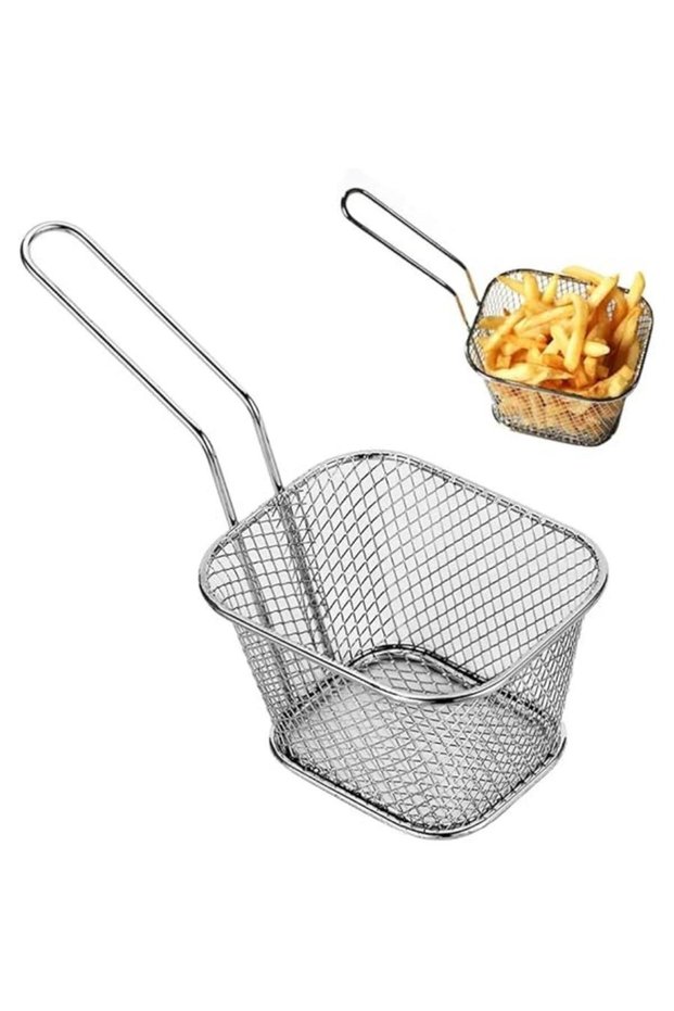 5-pack mini stainless steel fry baskets—perfect for serving fries, snacks, and small fried foods