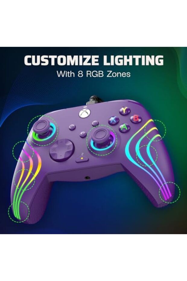 وحدة تحكم سلكية لجهاز Xbox Afterglow Wave باللون الأرجواني - 2