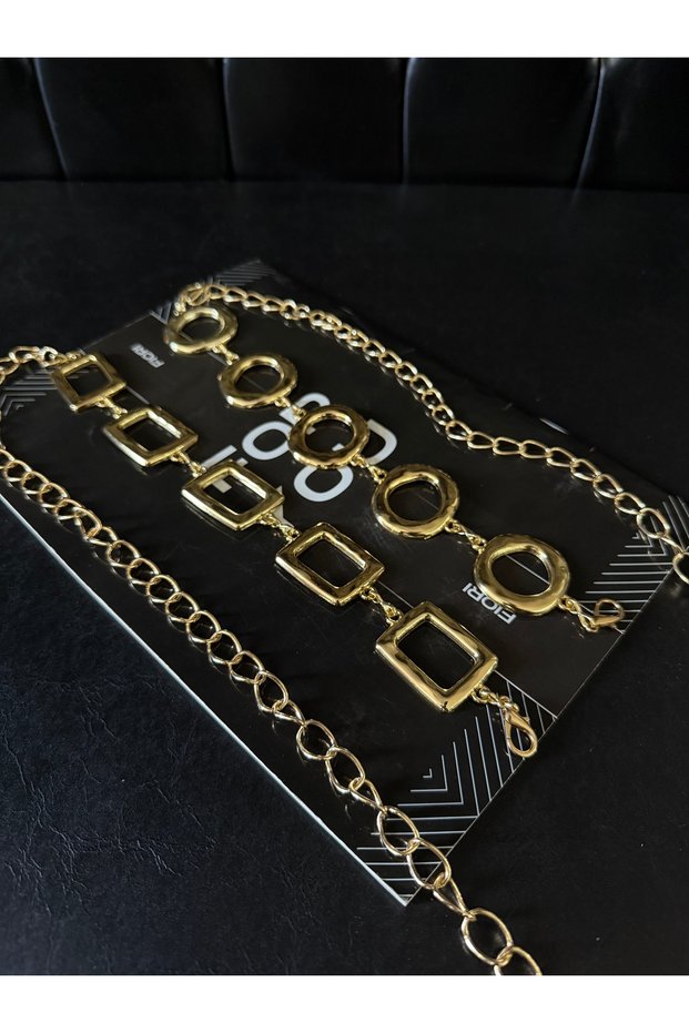 2-Piece Square Ring Detailed Women's Waist Chain Waist Belt, Dress Belt, Skirt Belt, Trouser Belt