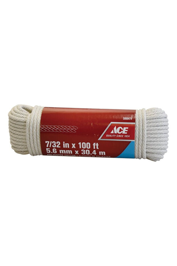حبل غسيل ناعم مضفر عالي القوة من القطن 0.56 سم × 30.4 متر