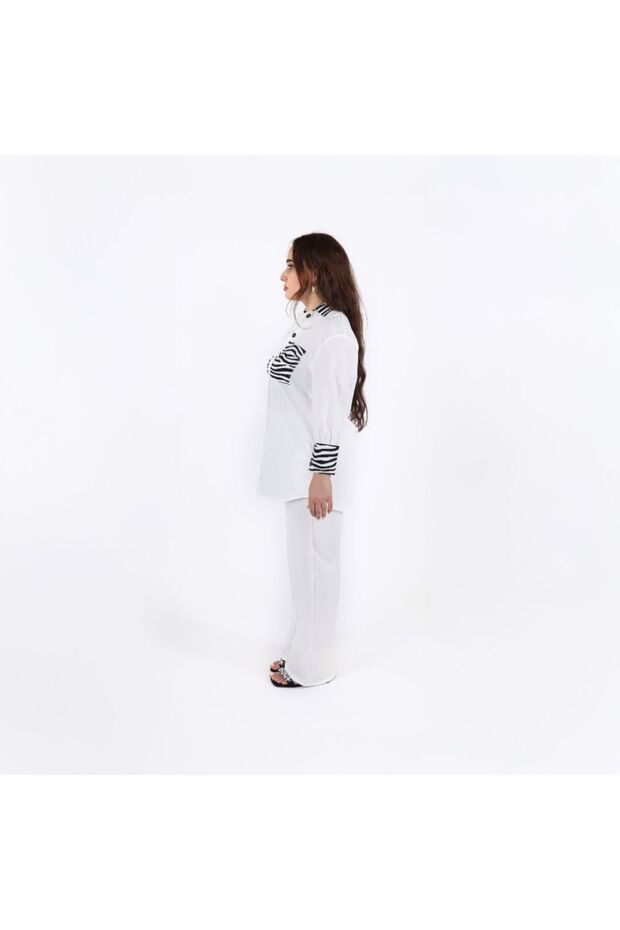 – Solid color Co-Ord Set with Printed Shirt & Solid Pants. - 2