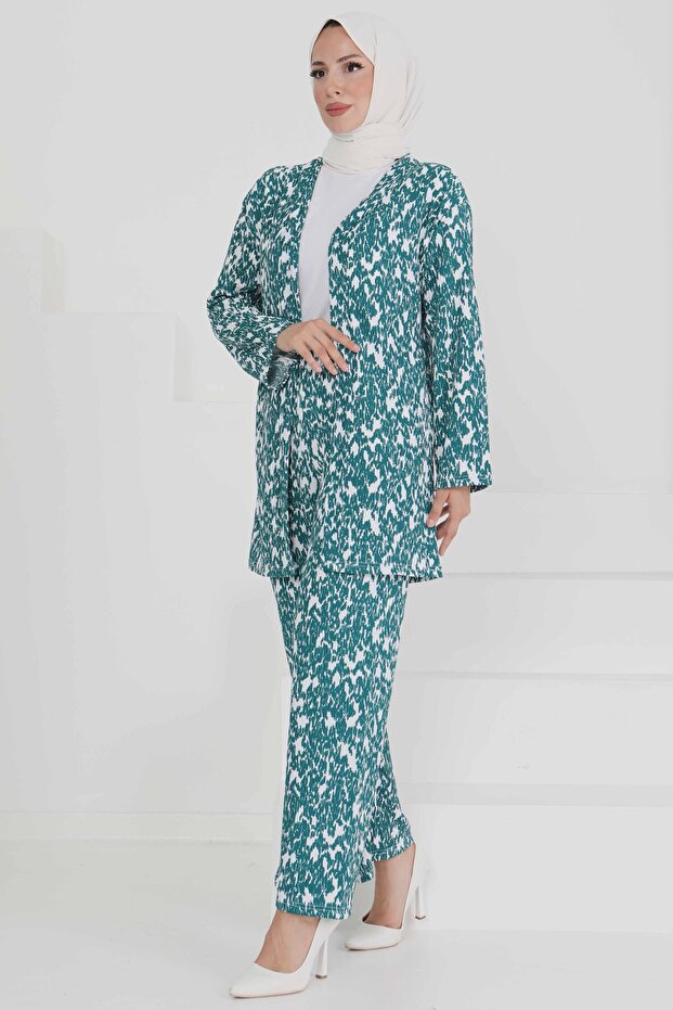 Patterned Kimono Set Emerald - 27132 - 3