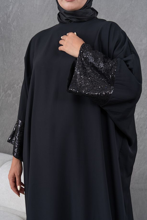 kollar pulpayet detaylı ferace abaya - 1