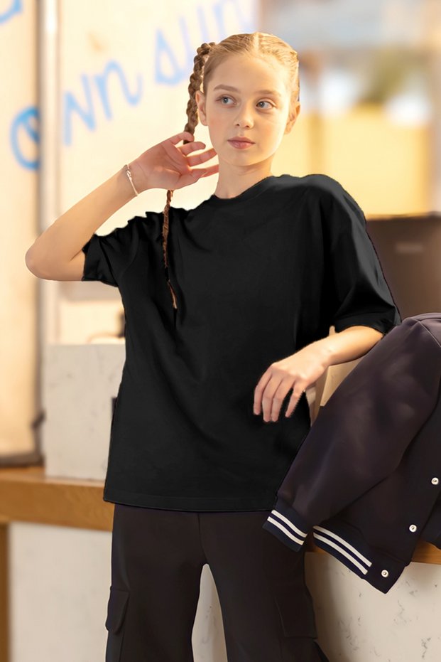 Girls Oversize T-Shirt Comfortable Fit School and Daily Wear