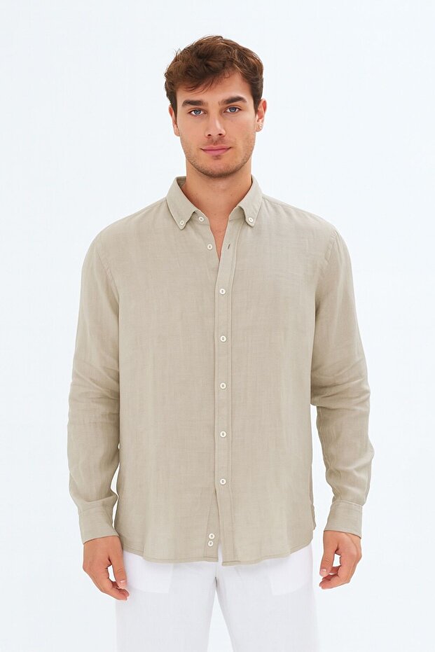 Men's Linen Shirt Stone