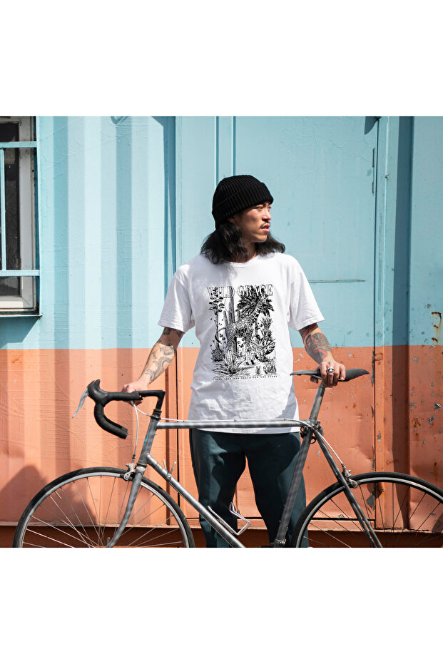 Custom Design Jungle Themed Black-White 100% Cotton Men T-Shirt