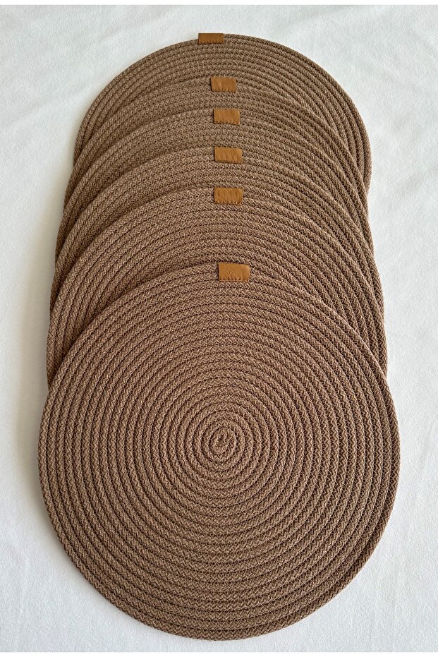 Round Placemat, Table Decor Supla Brown 33cm Set of 6