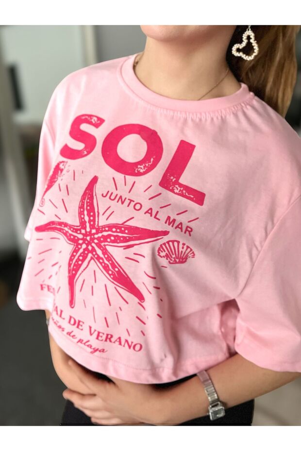 SOL Göbek Üstü Crop Tshirt - 4