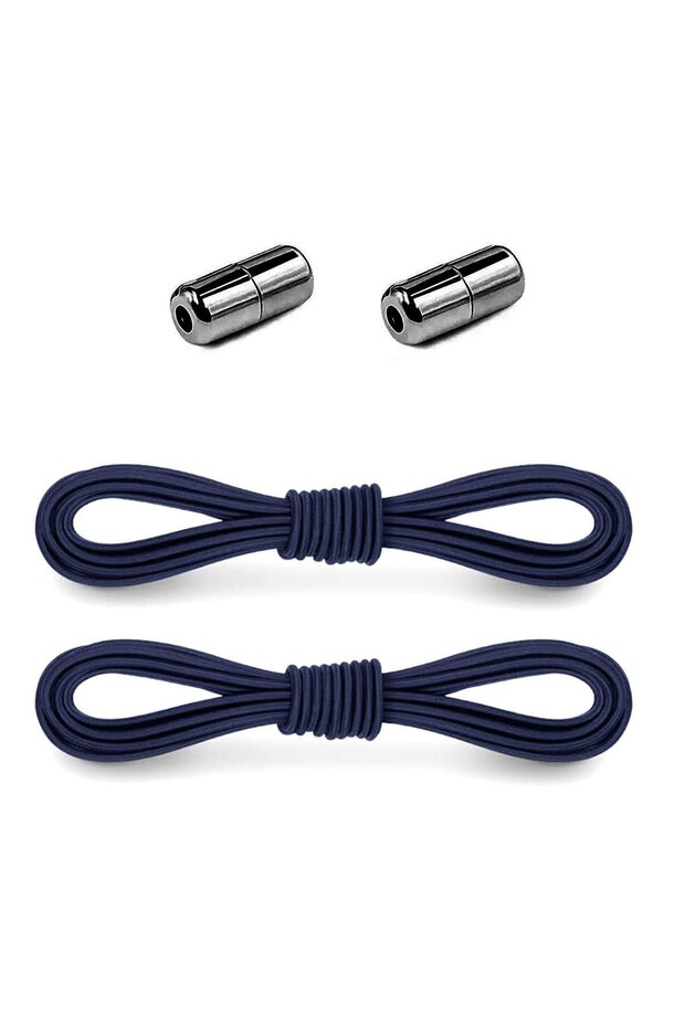 Adjustable 1 Pair Navy Blue Screw Capsule Tip Round Rubber Practical Laces