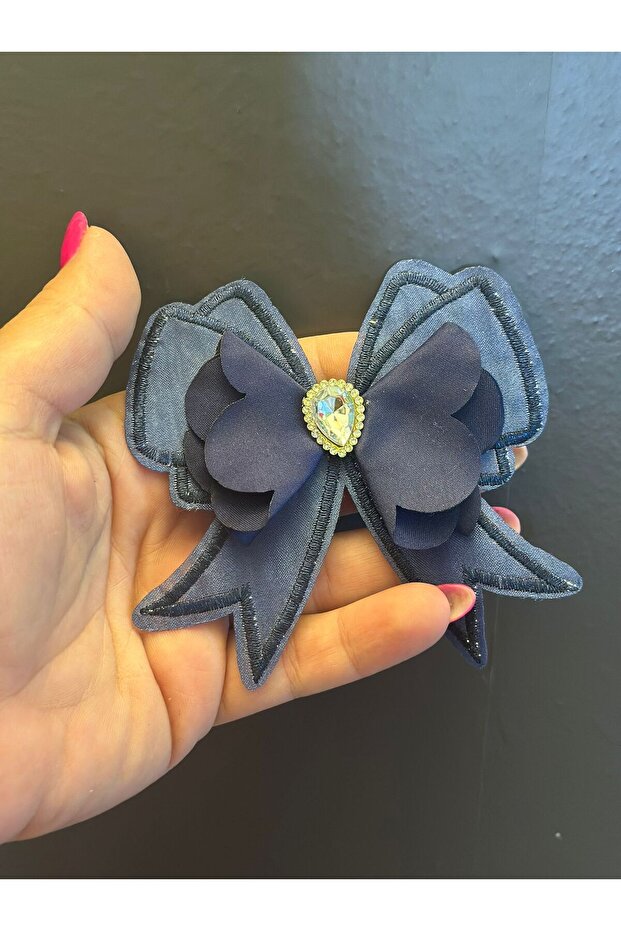 10X9 cm Zircon Stone Navy Blue Bow Arma Sewing Accessory