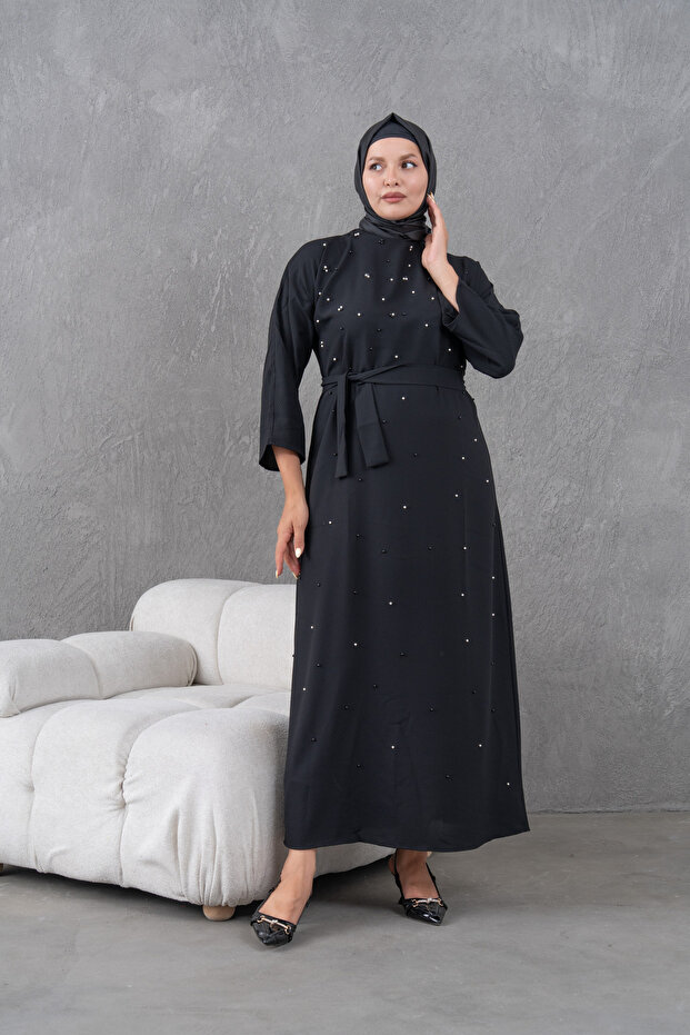 Pearl Detailed Belt Dress