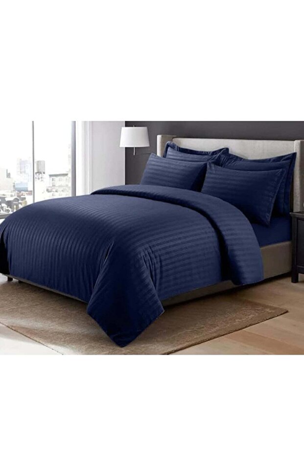 Umeema Super Soft Cotton 6pcs King Size (220 x 240 cm) Striped Duvet Cover Set