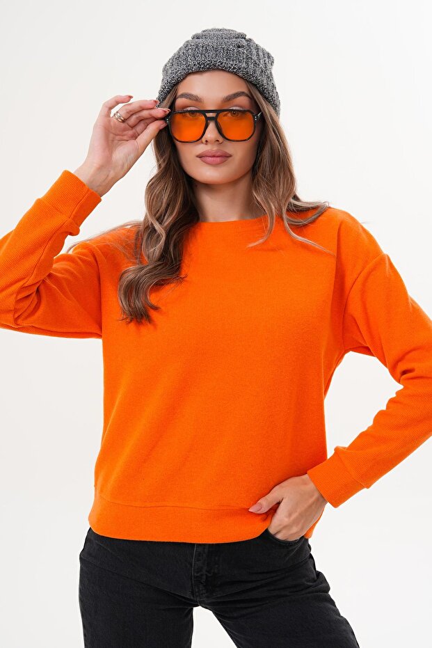 Kadın Bisiklet Yaka Selanik Örme Sweatshirt 255010 - - 3