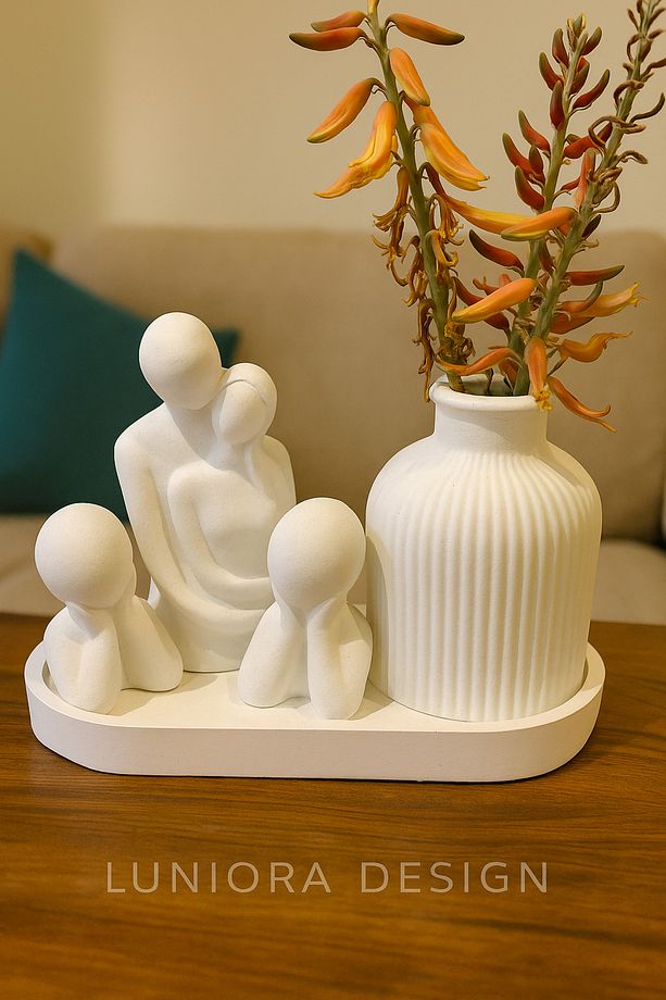 Modern Aile Figürlü Taş Tozu Dekoratif Biblo ve Vazo – Lunora Design - 1