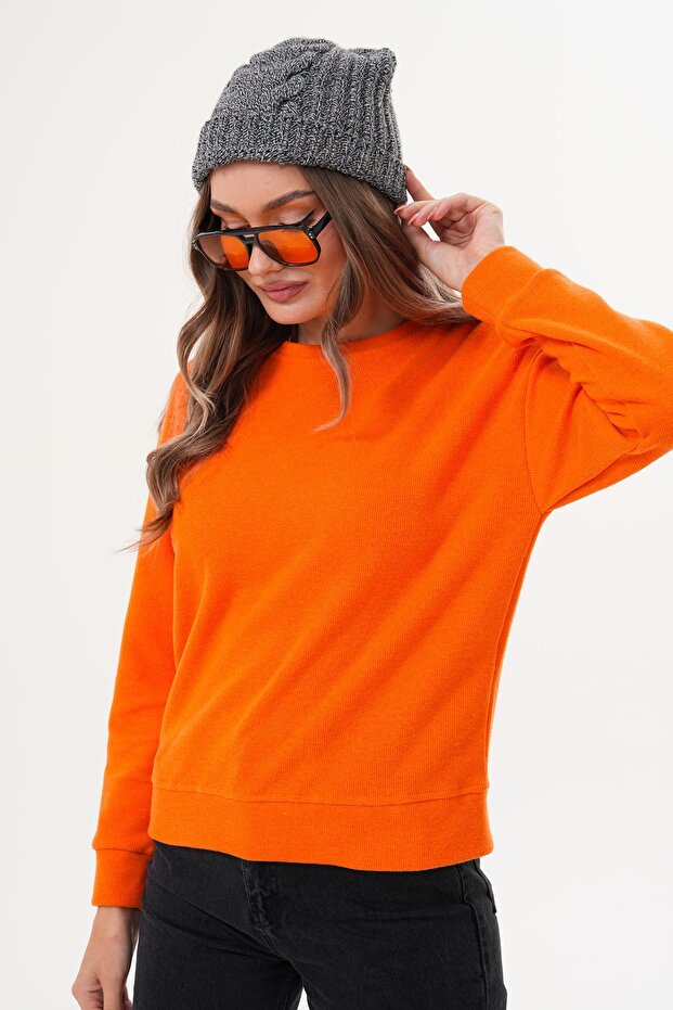 Kadın Bisiklet Yaka Selanik Örme Sweatshirt 255010 - - 4