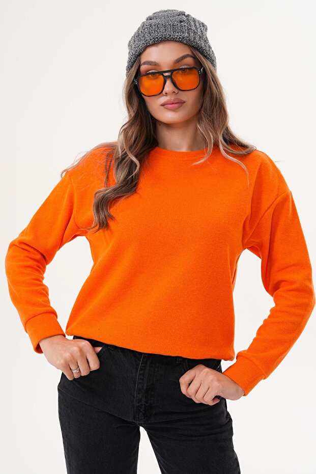 Kadın Bisiklet Yaka Selanik Örme Sweatshirt 255010 - - 2
