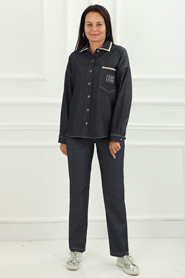 Kadın Denim Gömlek Ceket - 1