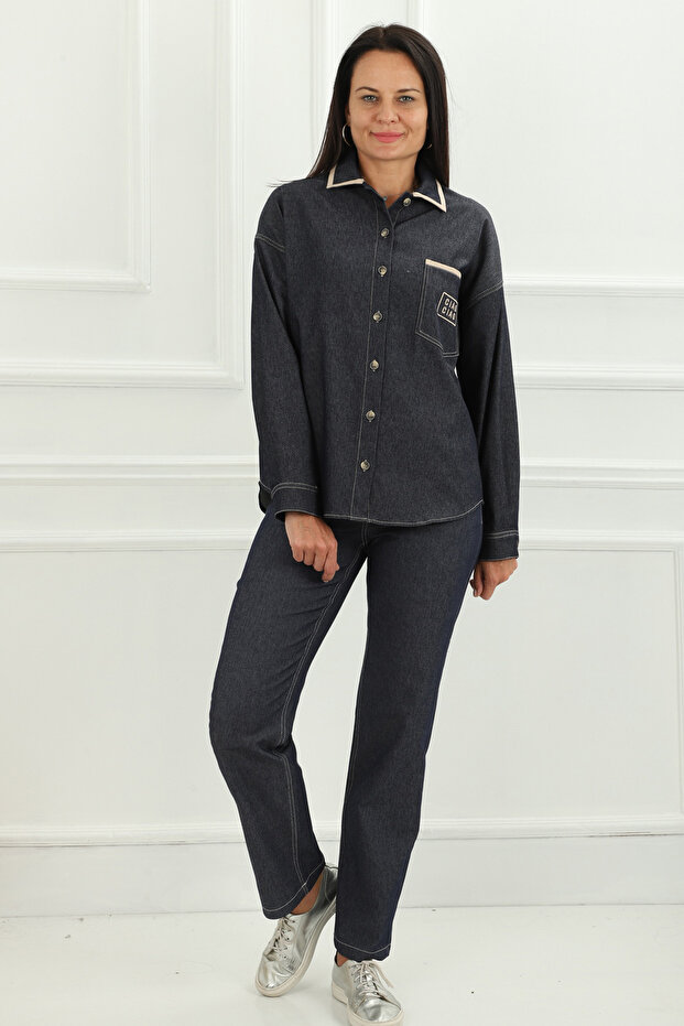 Kadın Denim Gömlek Ceket - 3