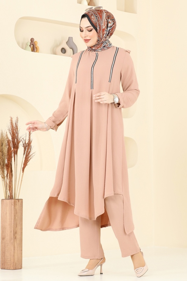 Sim Şeritli Tesettür Takım PL9139-MS Açık Vizyon - 3