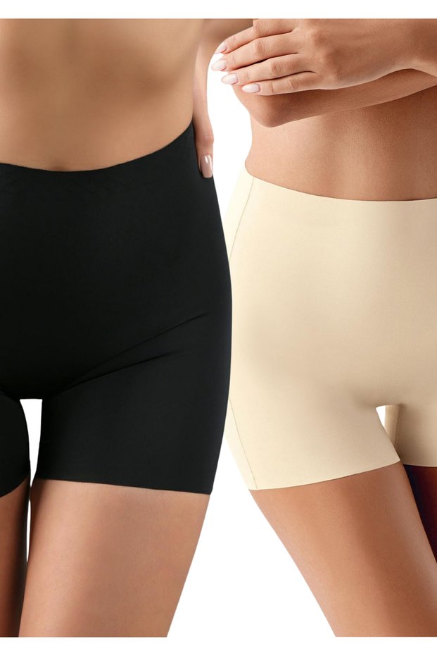 Recovery Normal Waist Mini Laser Cut 2 Pieces Skin - Black Corset Shorts Ol.01.Nb.9205